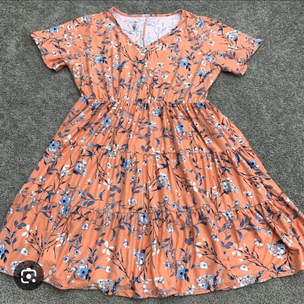 Just Be Orange Floral Womens 1x Dress